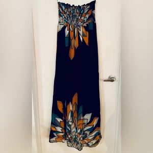 Robe bustier longue Forever 21 plumes Feather print chiffon Maxi dress festival